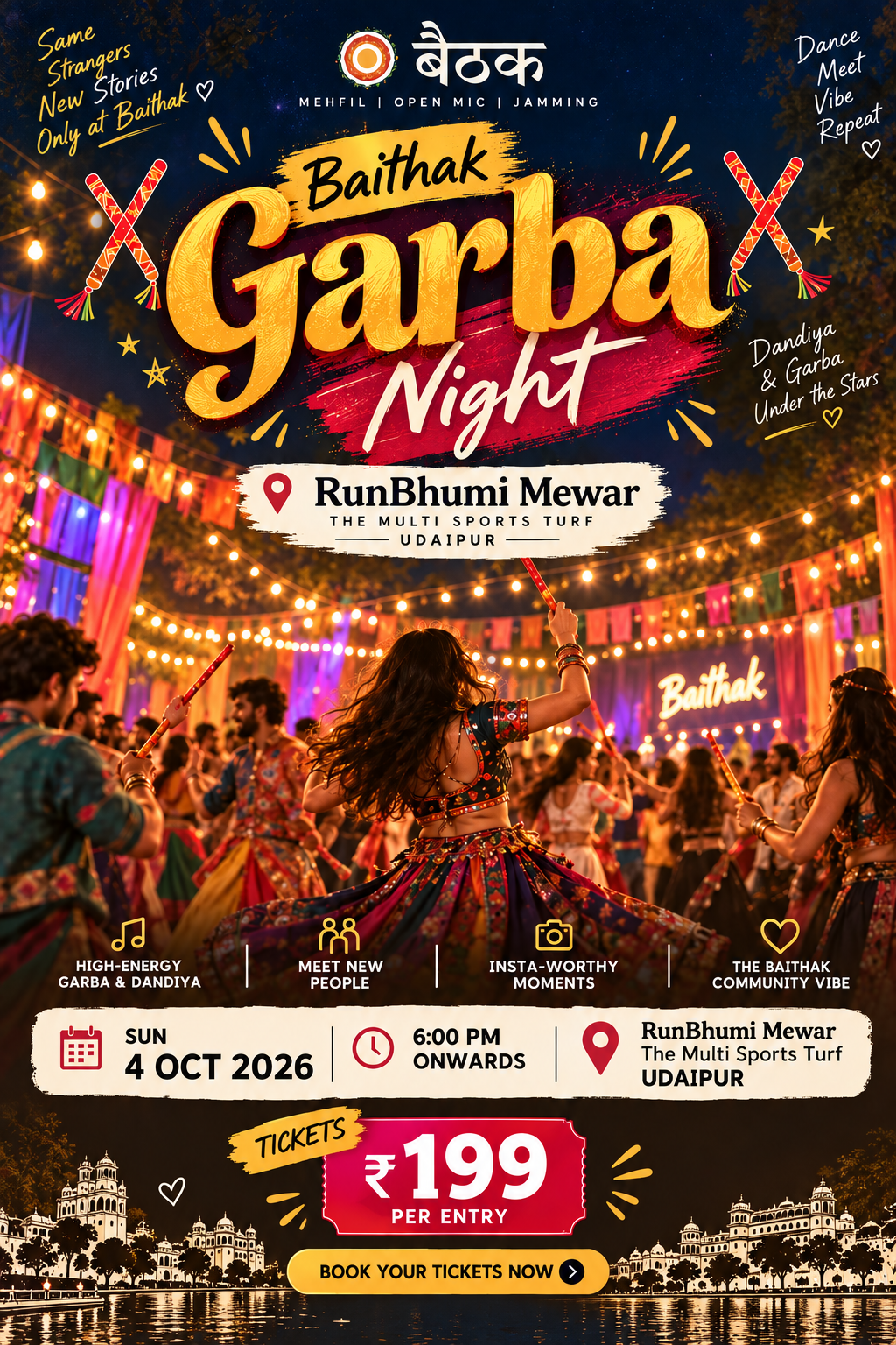 Baithak Garba Night – Dandiya & Garba Under the Stars 💃✨